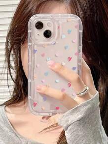 情人节心形印花透明手机壳 适用于 iPhone - 無色 - 查看 2