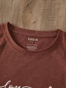 INAWLY 愛心和字母圖案T恤 - 亮橙色 - 查看 3