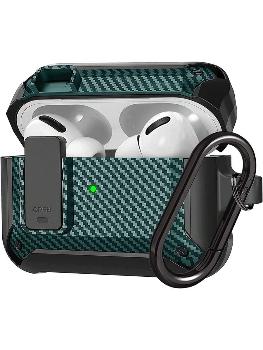 Hộp đựng Colorblock có khóa an toàn Tương thích với AirPods - màu xanh lá - Xem 1