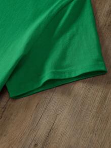 SHEIN LUNE Núi Và Đồ họa Khẩu hiệu Áo thun - màu xanh lá - Xem 4