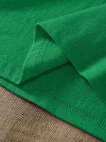 SHEIN LUNE Núi Và Đồ họa Khẩu hiệu Áo thun - màu xanh lá - Xem 5