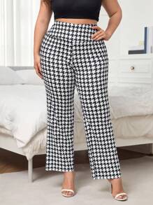 SHEIN Privé Pantalones con estampado de pata de gallo