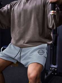 Street Sport 男士字母圖案腰部抽繩運動短褲