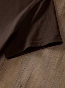 INAWLY Mountain And Slogan Graphic Tee MOUNTAINS AND MANY TREES OUTDOOR THE SCENERY IS BEAUTIFUL - Chocolate Brown - View 4