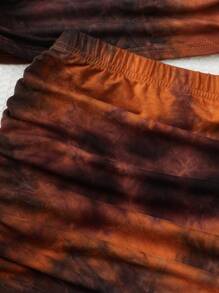 SHEIN 女孩紮染側抽繩T恤和褶邊半身裙 - 彩色 - 查看 4