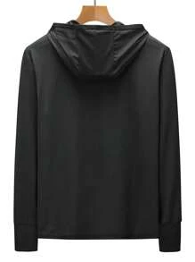 Manfinity Sport Corelite Men Letter Patched Detail Zip Up Hooded Sports Jacket Workout Tops - Black - View 2