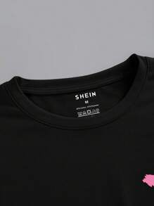 Manfinity Dauomo 男士棉小熊印花T恤 - 黑色 - 查看 3