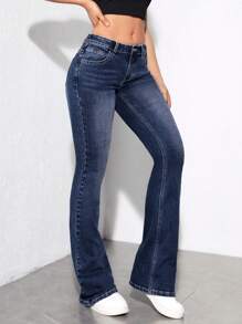 Flexra 貓鬚牛仔喇叭褲 - 深色水洗藍 - 查看 5