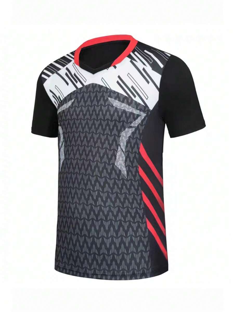 Gym Rark Áo thun thể thao in hình Chevron tương phản cho nam - màu đen - Xem 1