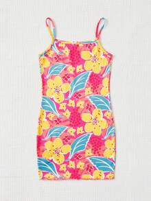SHEIN 女孩印花吊帶連衣裙 - 彩色 - 查看 2