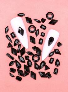 50 cái hỗn hợp rhinestone thiết kế hình học trang trí nghệ thuật móng tay - màu đen - Xem 2