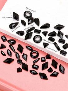 50 cái hỗn hợp rhinestone thiết kế hình học trang trí nghệ thuật móng tay - màu đen - Xem 3