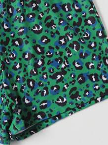 SHEIN Swim Curve Plus Size Leopard Criss Cross Bikini Set Summer Beach - Green - View 5