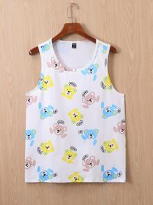 Manfinity Hypemode Men Cartoon Graphic Tank Top - White - View 1
