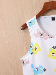 Manfinity Hypemode Men Cartoon Graphic Tank Top - White - View 4