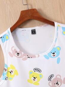 Manfinity Hypemode Men Cartoon Graphic Tank Top - White - View 6