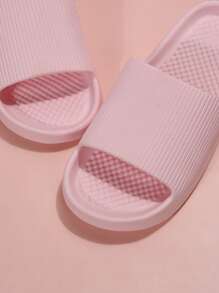 時尚粉色拖鞋適用於女士極簡單帶拖鞋 - 粉色 - 查看 6