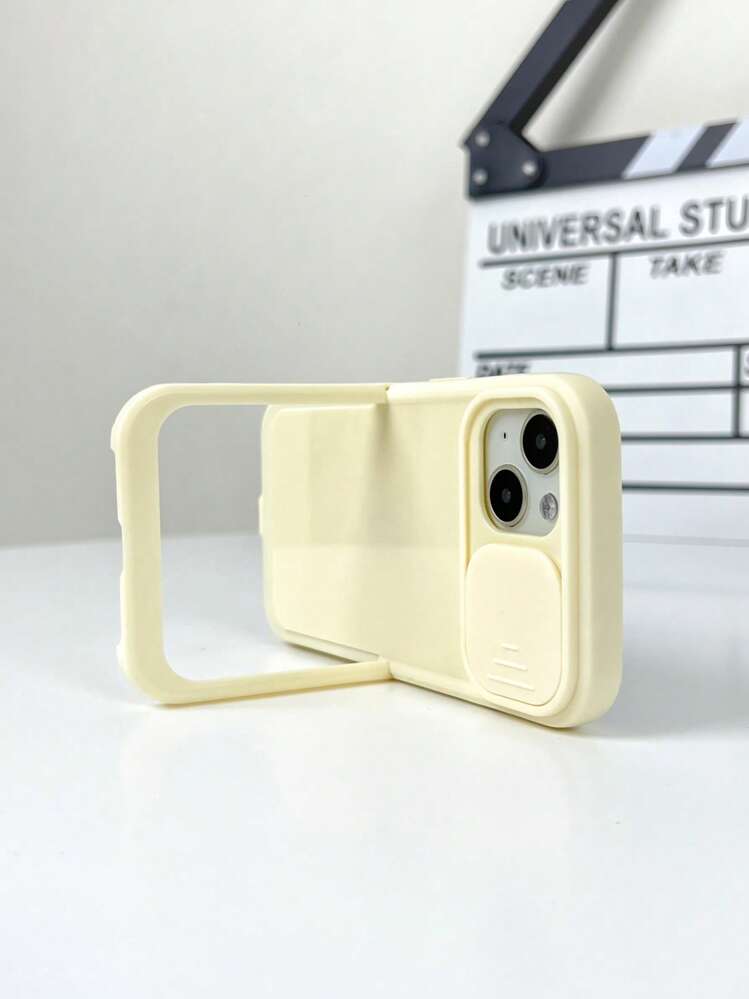 Ốp điện thoại màu trơn cao cấp tương thích với iPhone 15 Pro Max có chân đế vô hình và nắp ống kính máy ảnh trượt tương thích với iPhone 11 - Màu be - Xem 4