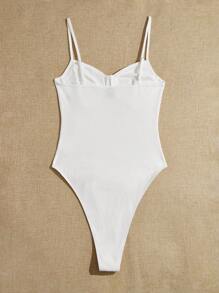 SHEIN EZwear Summer Outfits Solid Bustier Cami Bodysuit