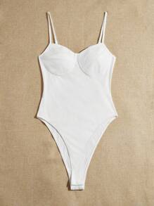 SHEIN EZwear Summer Outfits Solid Bustier Cami Bodysuit