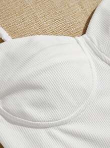 SHEIN EZwear Summer Outfits Solid Bustier Cami Bodysuit