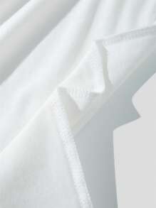 ROMWE MEN Street Life Men Cotton Letter Graphic Drop Shoulder Tee, School - White - View 4