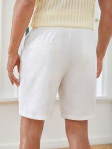 Manfinity NiteLyfe Men Cotton Solid Drawstring Waist Shorts - White - View 5