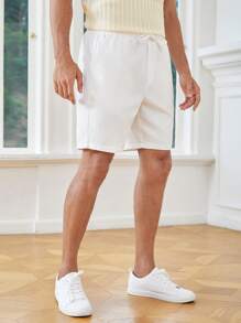 Manfinity NiteLyfe Men Cotton Solid Drawstring Waist Shorts - White - View 3
