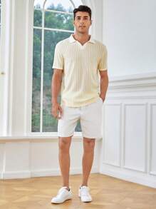 Manfinity NiteLyfe Men Cotton Solid Drawstring Waist Shorts - White - View 6