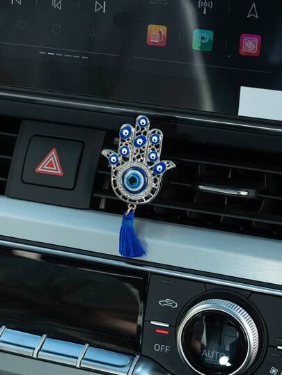 1pc Hamsa Hand Decor Zinc Alloy Car Air Outlet Clip