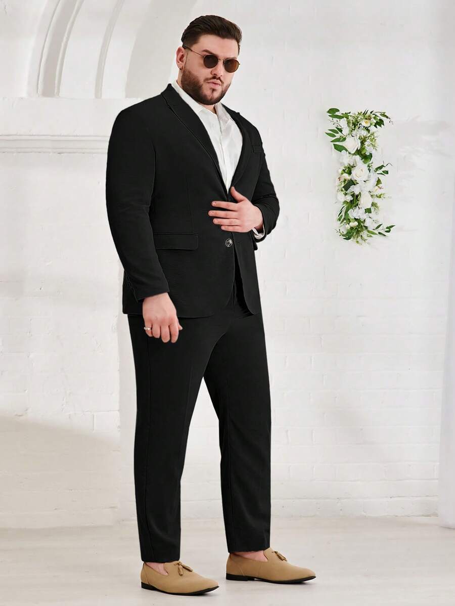 EASEVO Bộ đồ nam Túi Nút phía trước màu trơn Công việc - màu đen - Xem 1