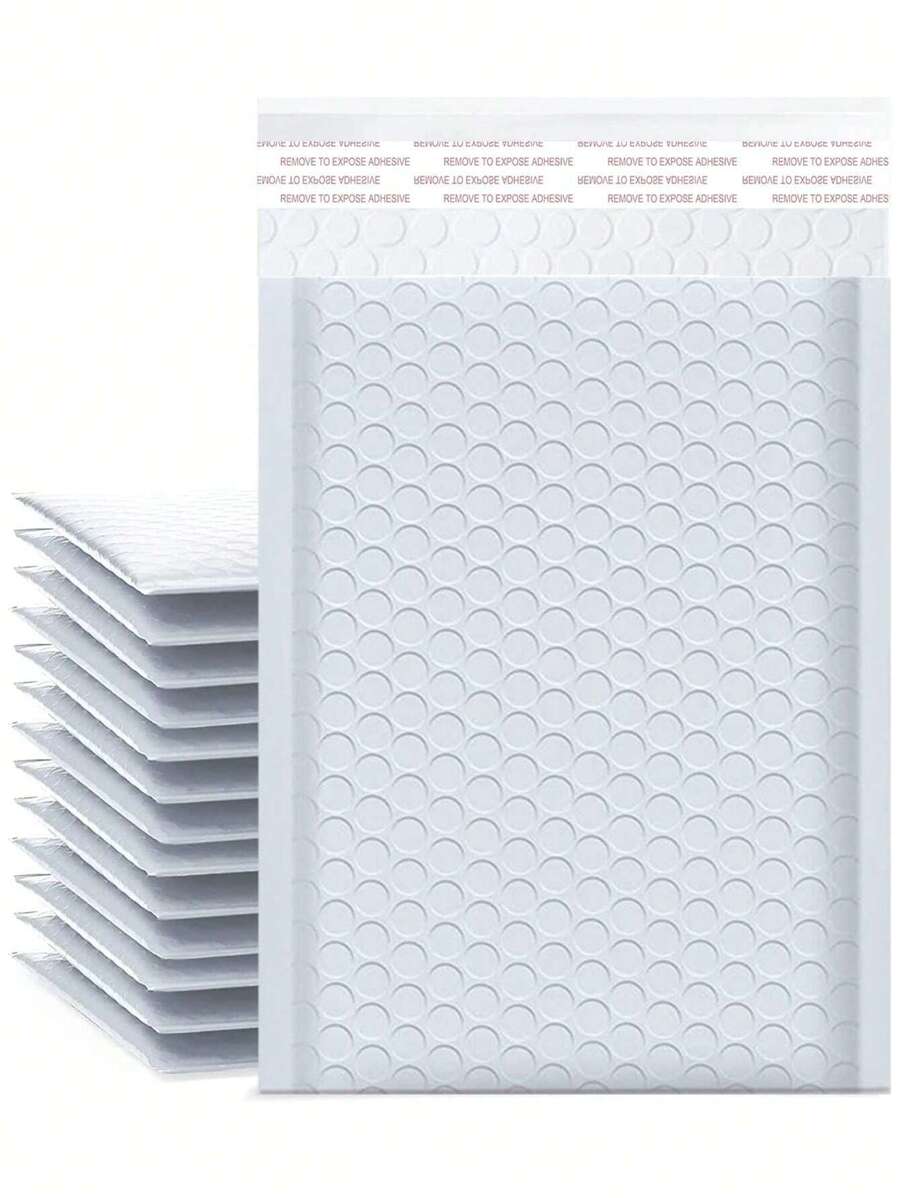 20pcs Honeycomb Textured Bubble Mailer, White PE Waterproof Packaging Bag For Household Back To School
