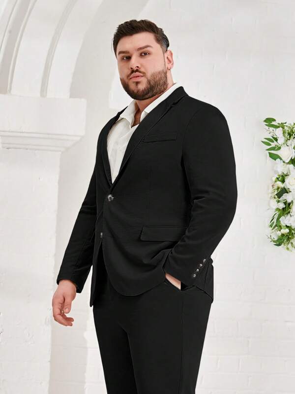 Manfinity Mode Men Flap Detail Blazer & Suit Pants Without Shirt