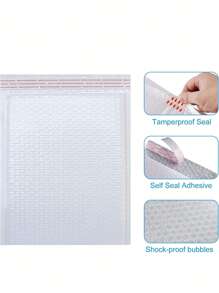 20pcs Honeycomb Textured Bubble Mailer, White PE Waterproof Packaging Bag For Household Back To School