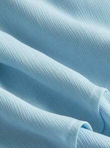 SHEIN MOD 肩上打結前打結二層下擺吊帶連衣裙 - 淺藍色 - 查看 4