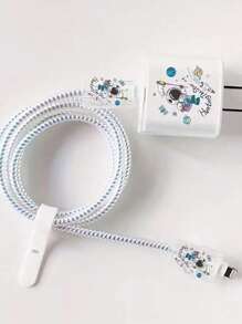 5pcs Astronaut Pattern Data Cable Protector & Charging Head Cover - Multicolor - View 2