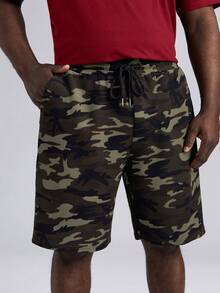 GENTILAND Men Plus Camo Print Tee & Shorts - Red - View 6