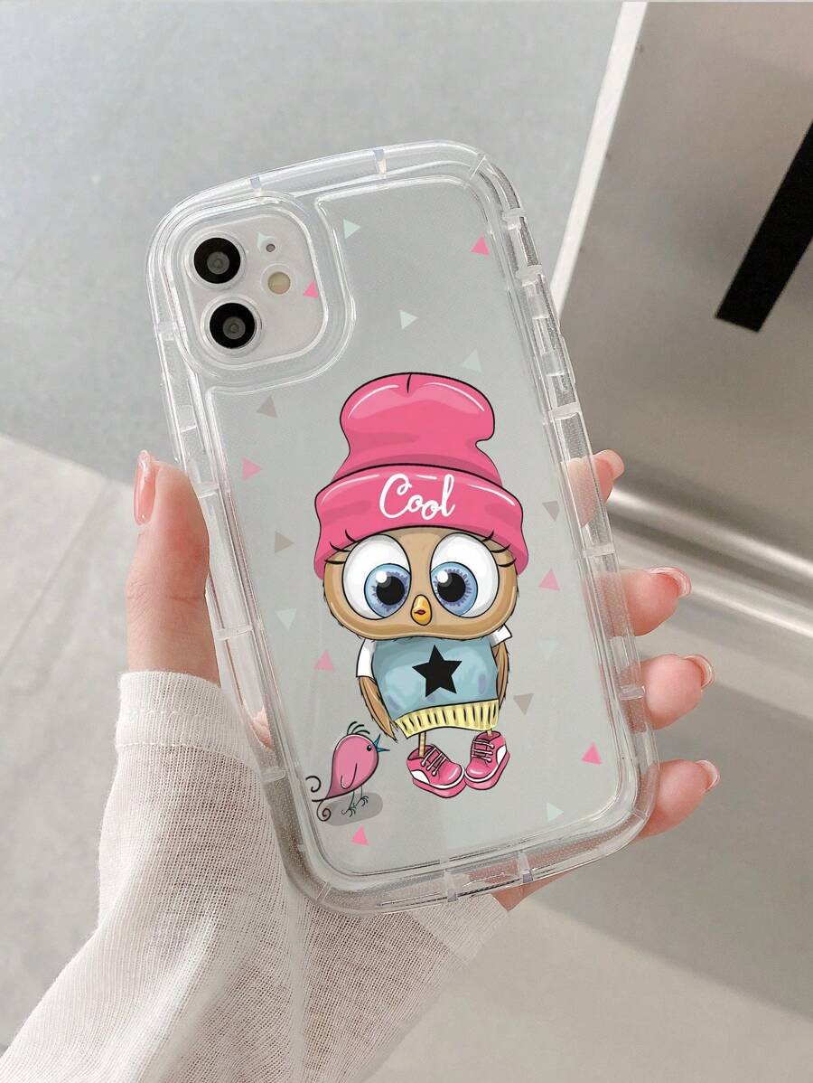 Ốp điện thoại trong suốt in hình cú hoạt hình - Trong sáng - Xem 1