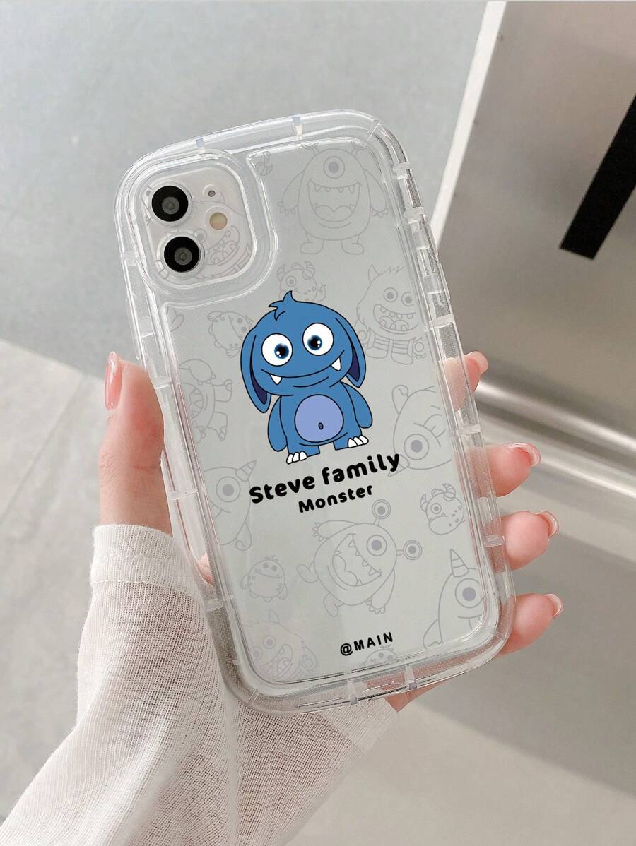 卡通怪兽图案透明手机壳，国际版，非国内版 - 無色 - 查看 1