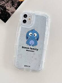 卡通怪兽图案透明手机壳，国际版，非国内版 - 無色 - 查看 2