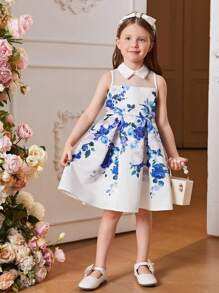 小女童印花褶皺細節連衣裙 - 彩色 - 查看 1