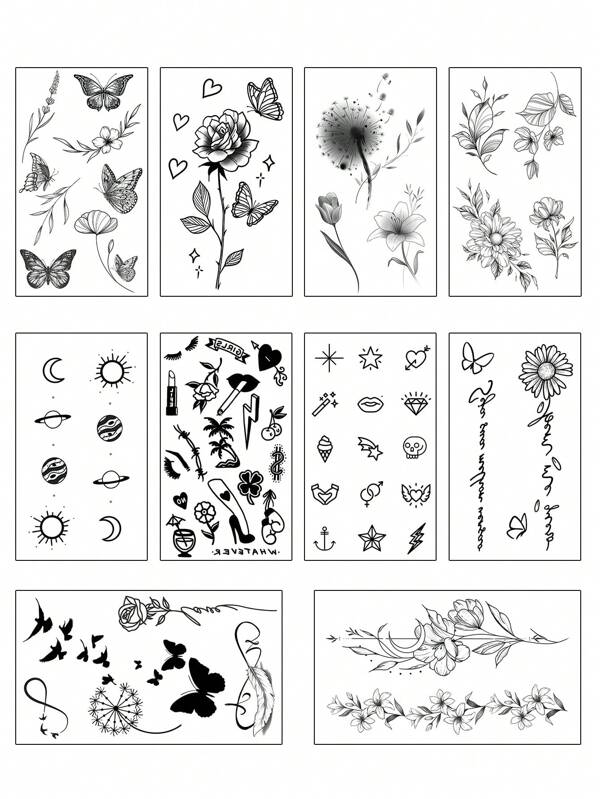 10pcs Simple & Fresh Style Finger Tattoo Stickers