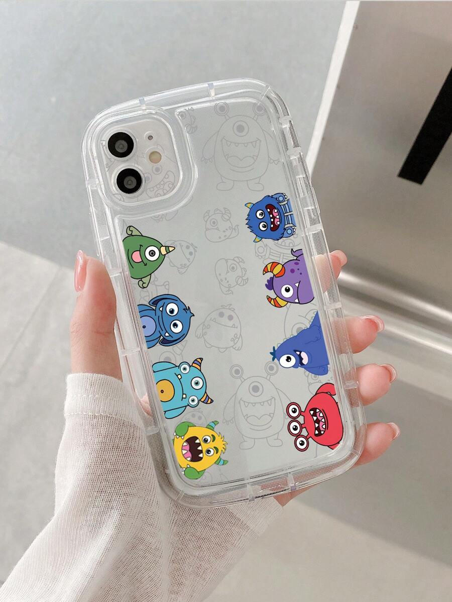 Cartoon Monster Print Clear Phone Case,International Version, Not The Domestic Version - Clear - View 1