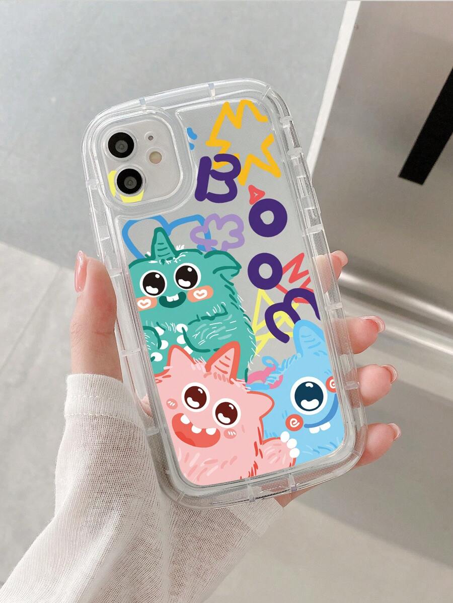 Cartoon Monster Print Phone Case - Clear - View 1