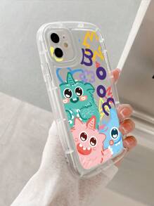 Cartoon Monster Print Phone Case - Clear - View 3