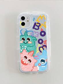 Cartoon Monster Print Phone Case - Clear - View 4