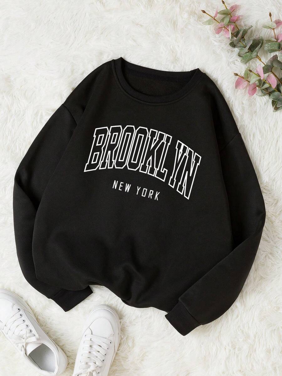 INAWLY Letter Graphic Thermal Lined Sweatshirt,Long Sleeve Tops Graduation,Back To School Outfits,Graduation,Teacher Outfits For Women,Back To School Pullover Fall Outfit