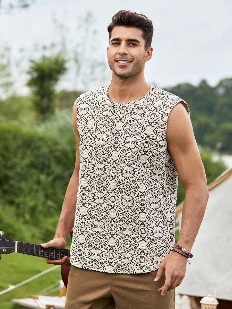 Manfinity RSRT Men Allover Print Tank Top - Apricot - View 1