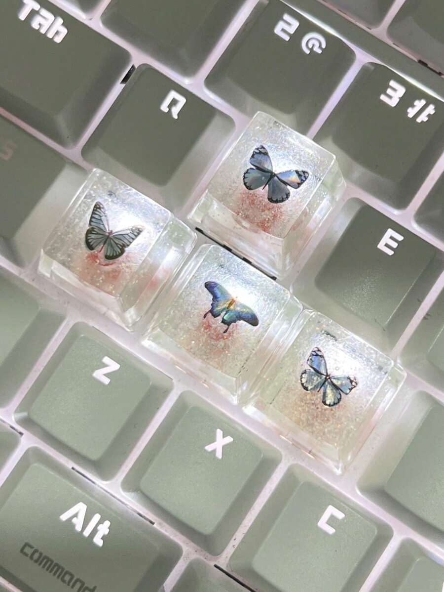 4入組蝴蝶樣式鍵帽 - 彩色 - 查看 1