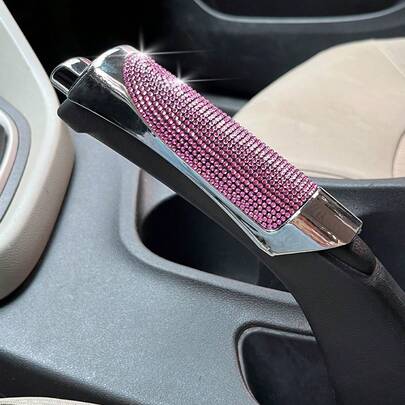 1pc Rhinestone Decor Car Handbrake Cover,Car Women Accessories,Purple Car Accesaories